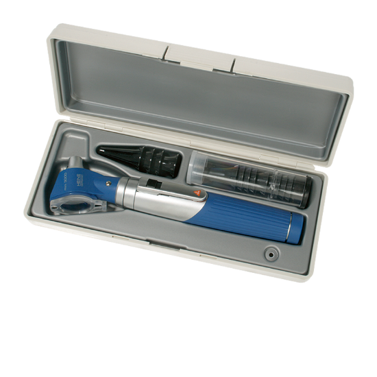 Otoscope Heine mini 3000, bleu, dans un étui rigide